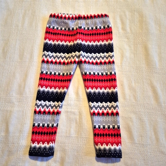 Gymboree Outlet girls size 2T fuzzy lined Fair Isle leggings, vguc - Picture 3 of 5